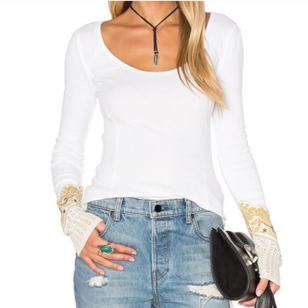 Free People We The Free Bandana Cuff Thermal Tee